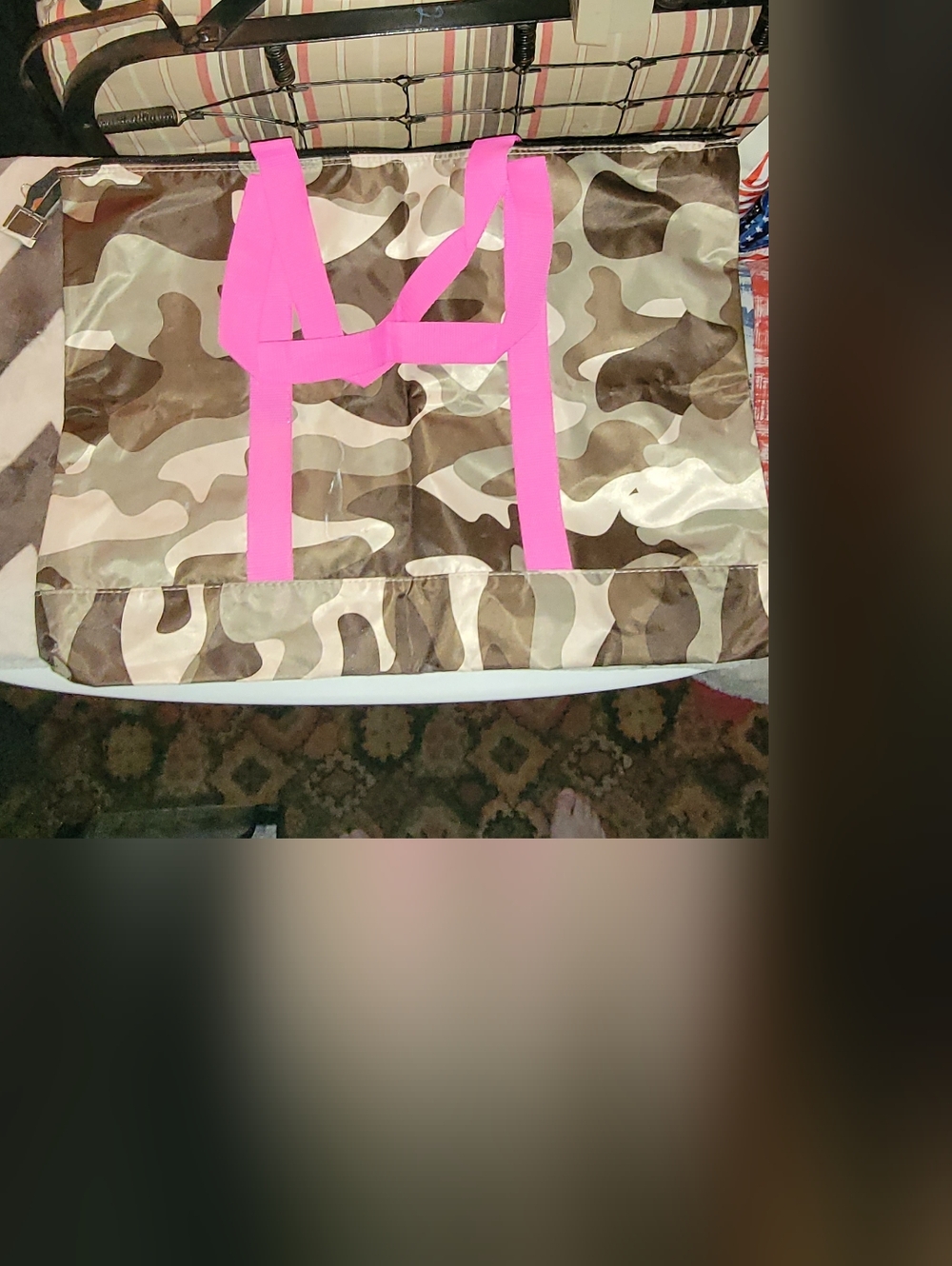 Camo Tote with Hot Pink Straps